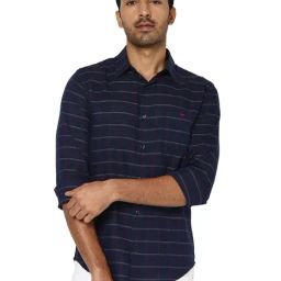 Mufti Navy Slim Fit Check Cotton Shirt-picture-15