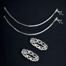 Taraash Heart 925 Sterling Silver Toe Ring & Anklet Set-image-50