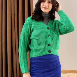 Kotty Green Cotton-Poly Blend Regular fit Sweater-image-45
