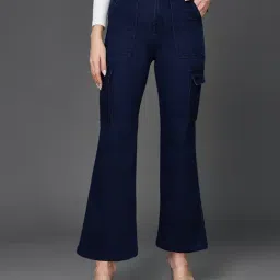 Miss Chase Dark Blue Denim Relaxed Fit High Rise Jeans-picture-20