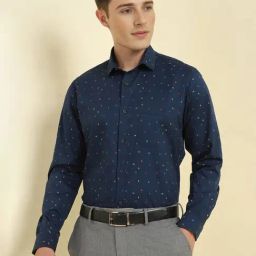 Allen Solly Navy Cotton Regular fit Print Shirt-image-56