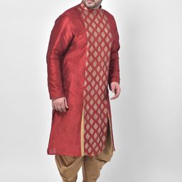 DEYANN PLUS Men Red Printed Kurta with Dhoti Pants image 4
