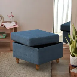 Chumbak Sailor Blue Mango Wood Modern Trunk Storage Ottoman-picture-14