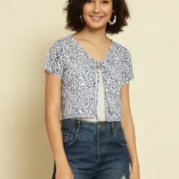 Trend Arrest White Cotton Printed Shrug-80