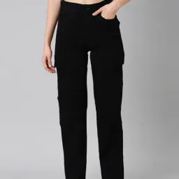 showoffff SHOWOFF Black Denim Relaxed Fit Mid Rise Cargo Jeans-picture-34