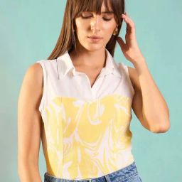 Marie Claire Yellow Printed Top-picture-32