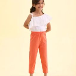 Go Colors! Kids Light Coral Cotton Slim Fit Leggings-picture-27