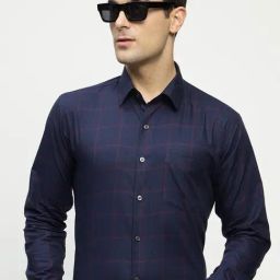 Hancock Blue Slim Fit Checks Shirt-image-41