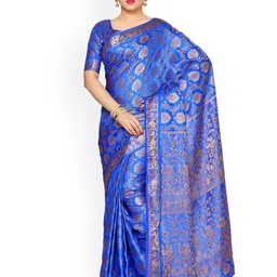 MIMOSA Blue Art Silk Embellished Kanjeevaram Saree-picture-18