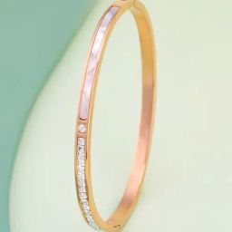 Kushal's Fashion Jewellery White Rose Gold Polished Trendy Kada for Women-picture-24
