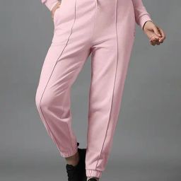 Amante Pink Cotton Mid Rise Sports Joggers-image-81