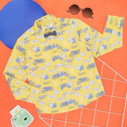 Pantaloons Junior Yellow Printed Full Sleeves Shirt with Bow-image-112