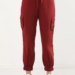 Elleven from Aurelia Red Cotton Mid Rise Joggers-picture-21