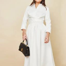 Styli White Regular Fit Midi Dress-image-43