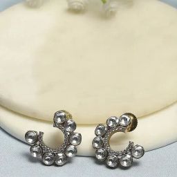 Biba White Brass Stud Earrings for Women-image-69
