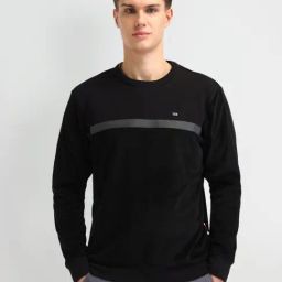 Arrow Sport Black Cotton Regular Fit Striped Sweatshirt-picture-41
