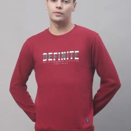 Cantabil Maroon Regular Fit Round Neck Printed Sweatshirt-24