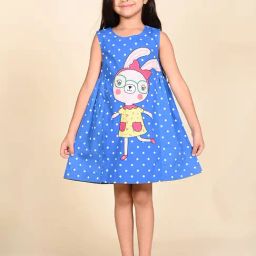 LilPicks Kids Blue Printed Dress-image-94