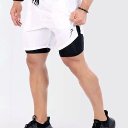 FUAARK White Slim Fit Sports Shorts-image-3