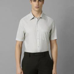 Louis Philippe Grey Cotton Regular Fit Printed Shirt-image-57