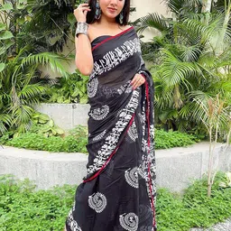 Craft Musium Warli Jaipuri Hand Block Printed Pure Cotton Saree-picture-25