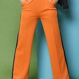 KASSUALLY Orange Relaxed Fit Trousers-image-99
