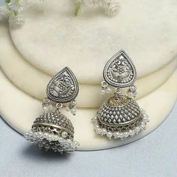 Biba Oxidised Gold Brass Jhumki Earrings for Women-0