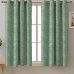 SPACES DRAPE STORY Elegent Green Polyester 5 ft Window Curtain - Set of 2-3