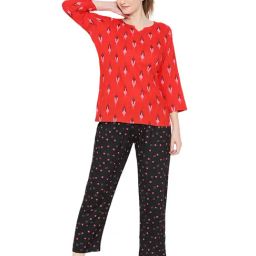 Smarty Pants Red & Black Cotton Print Top With Pyjamas-picture-14