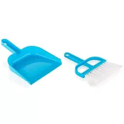 DeoDap Plastic & Soft Bristles Assorted Color Dustpan and Brush Broom Set, 7618-31