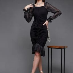 Miss Chase Black Slim fit Bodycon Dress-image-34