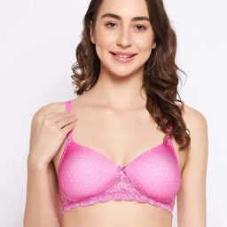 Clovia Pink Polka Dots T-Shirt Bra-image-85
