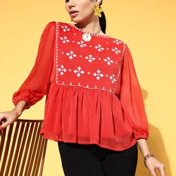 plusS Deep Red Geometric Indie Gal Top-picture-12