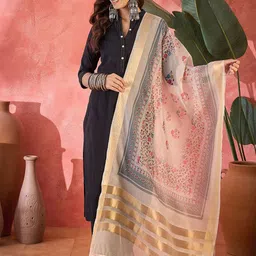 Sangria Floral Printed Solid Border Dupatta-21