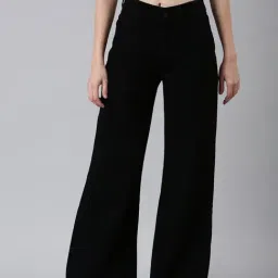 SHOWOFF Black Denim Flared Fit Mid Rise Jeans-image-37