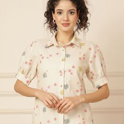 Ranng Floral Print Cotton Shirt Style Top-picture-51