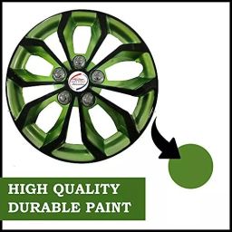 Auto Pearl GRrev07_R 355.6 mm(14 Inch) Press Type Wheel Hubcap with Retention Ring Glossy Black Green Wheel Cover for Ford Aspire14 cm-image-44