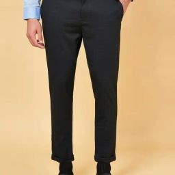 Byford by Pantaloons Navy Regular Fit Checks Trousers-image-83