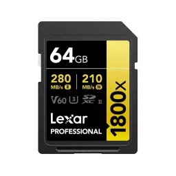 Lexar Professional SDXC Memory Card 64 GB UHS-II Upto 280 Mbps Read & 210 Mbps Write Speed, 1800x-36