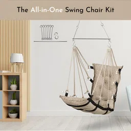 Swingzy Beige Coloured Square Shaped Hammock Swing With Cushion image 5