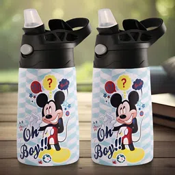 YK Blue & White Set of 2 Stainless Steel Printed Water Bottle-image-80