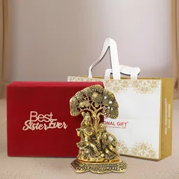INTERNATIONAL GIFT Gold-Toned Lord Radha Krishna Religious Idol Showpiece-image-95