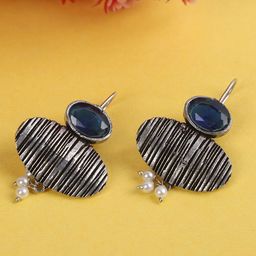 PUJVI Artificial Stone Studded & Beaded Geometric Shaped Studs-2