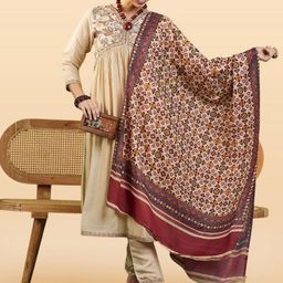 Anouk Rustic Floral Embroidered V-Neck Empire A-Line Kurta & Trousers With Dupatta-image-87