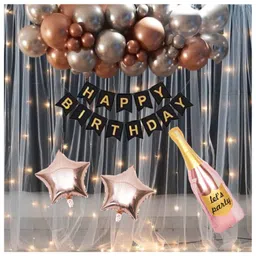 Puchku Happy birthday decoration set  rose gold theme 36 Pcs Combo for kids boys girls birthday party first 1st  2nd 5th  10th-picture-14