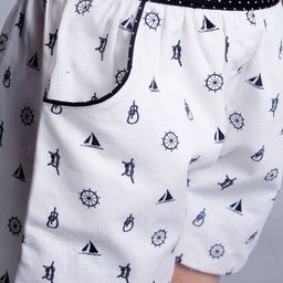 Soleilclo Sea Theme Printed Cotton Shorts - White-image-33