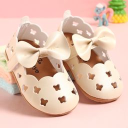Babyoye Velcro Closure Booties with Bow Applique - Beige-image-7