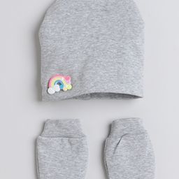 Tipy Tipy Tap Rainbow Embellished Cap With Mittens - Grey-picture-10