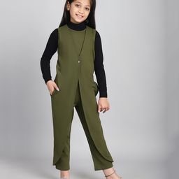 BaawRi Cotton French Terry Sleeveless Solid Jumpsuit - Olive Green-image-28
