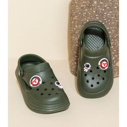 Toothless Astronaut Applique Detailed Perforated Clogs - Olive Green-picture-23